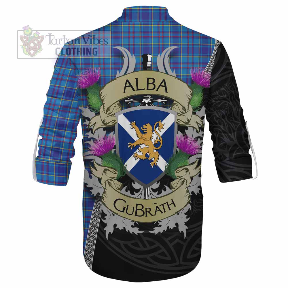 Tartan Vibes Clothing Mercer Tartan Family Crest Ghillie Kilt Shirt Lion Rampant Royal Thistle Shield Celtic Inspired