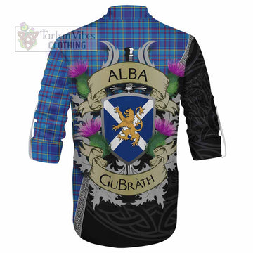 Mercer Tartan Family Crest Ghillie Kilt Shirt Lion Rampant Royal Thistle Shield Celtic Inspired