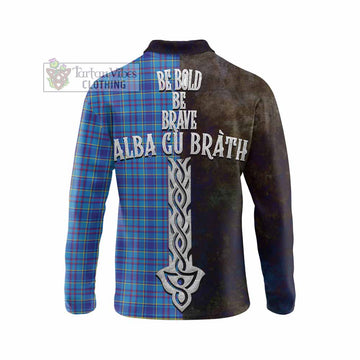 Mercer Tartan Family Crest Long Sleeve Polo Shirt Alba Gu Brath Be Brave Lion Ancient Style