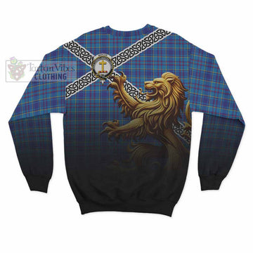 Mercer Crest Tartan Sweatshirt with Golden Lion Emblem Celtic Style