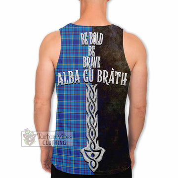 Tartan Vibes Clothing Mercer Tartan Family Crest Men's Tank Top Alba Gu Brath Be Brave Lion Ancient Style