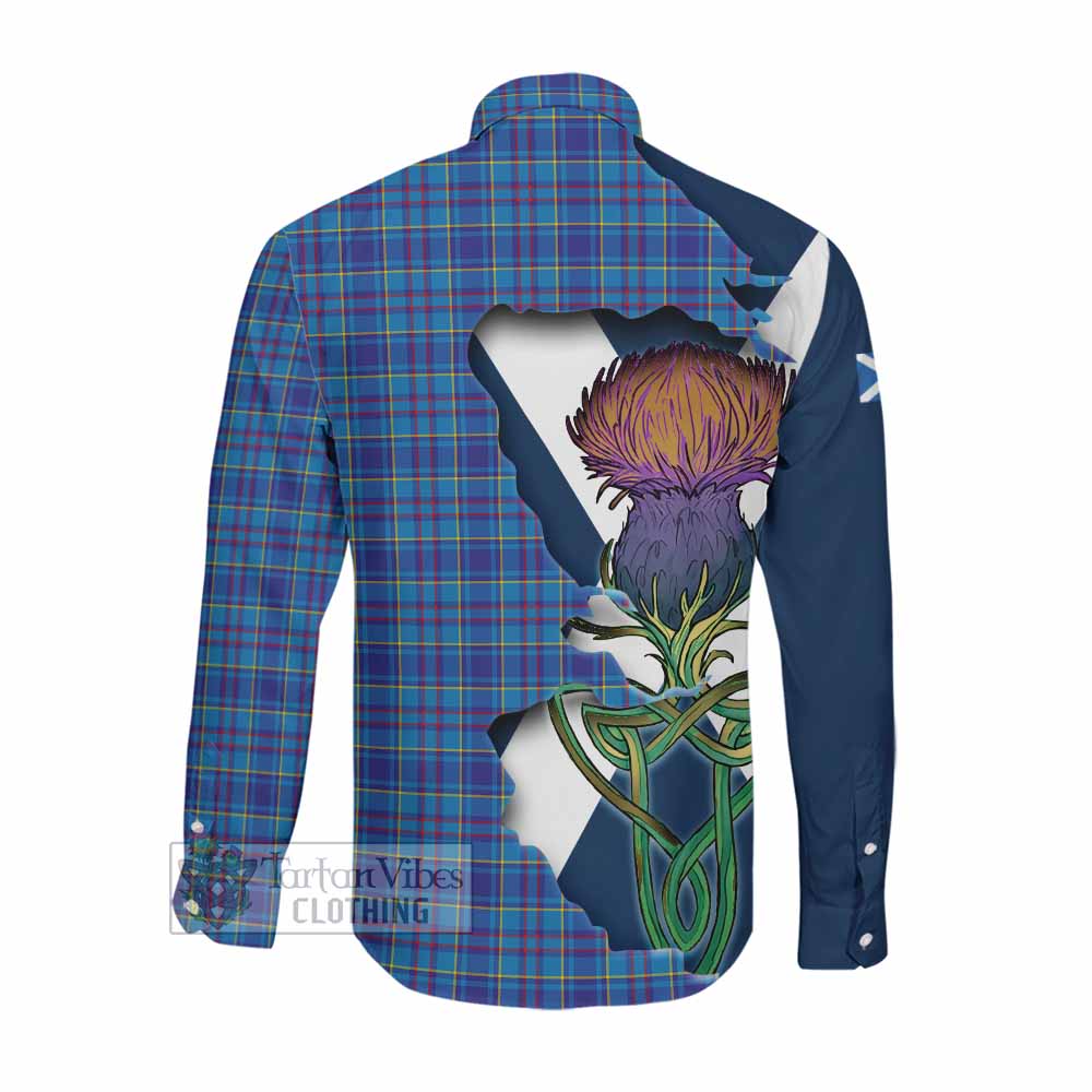 Tartan Vibes Clothing Mercer Tartan Family Crest Long Sleeve Button Shirt Scottish Thistle Celtic Inspired