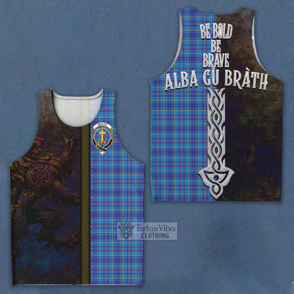 Tartan Vibes Clothing Mercer Tartan Family Crest Men's Tank Top Alba Gu Brath Be Brave Lion Ancient Style