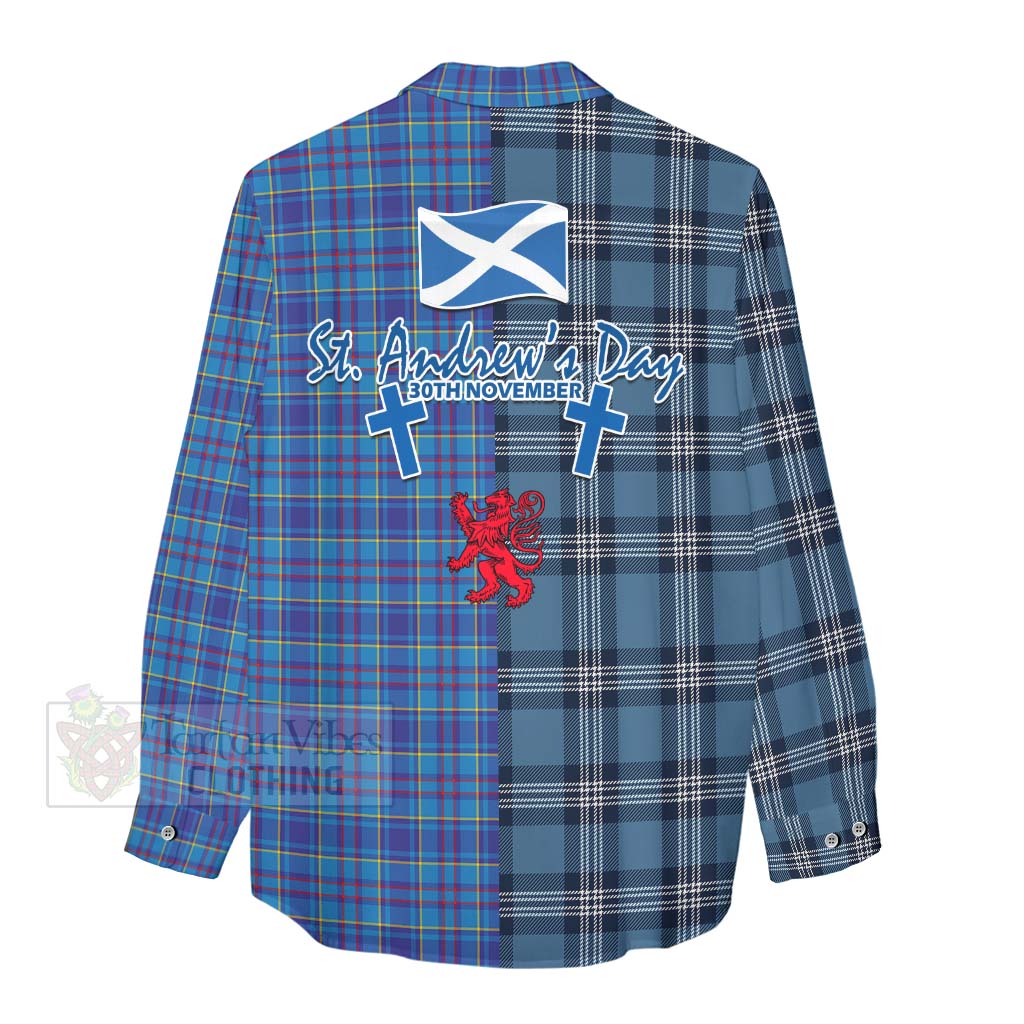 Tartan Vibes Clothing Mercer Tartan Women's Casual Shirt Happy St. Andrew's Day Half Tartan Style