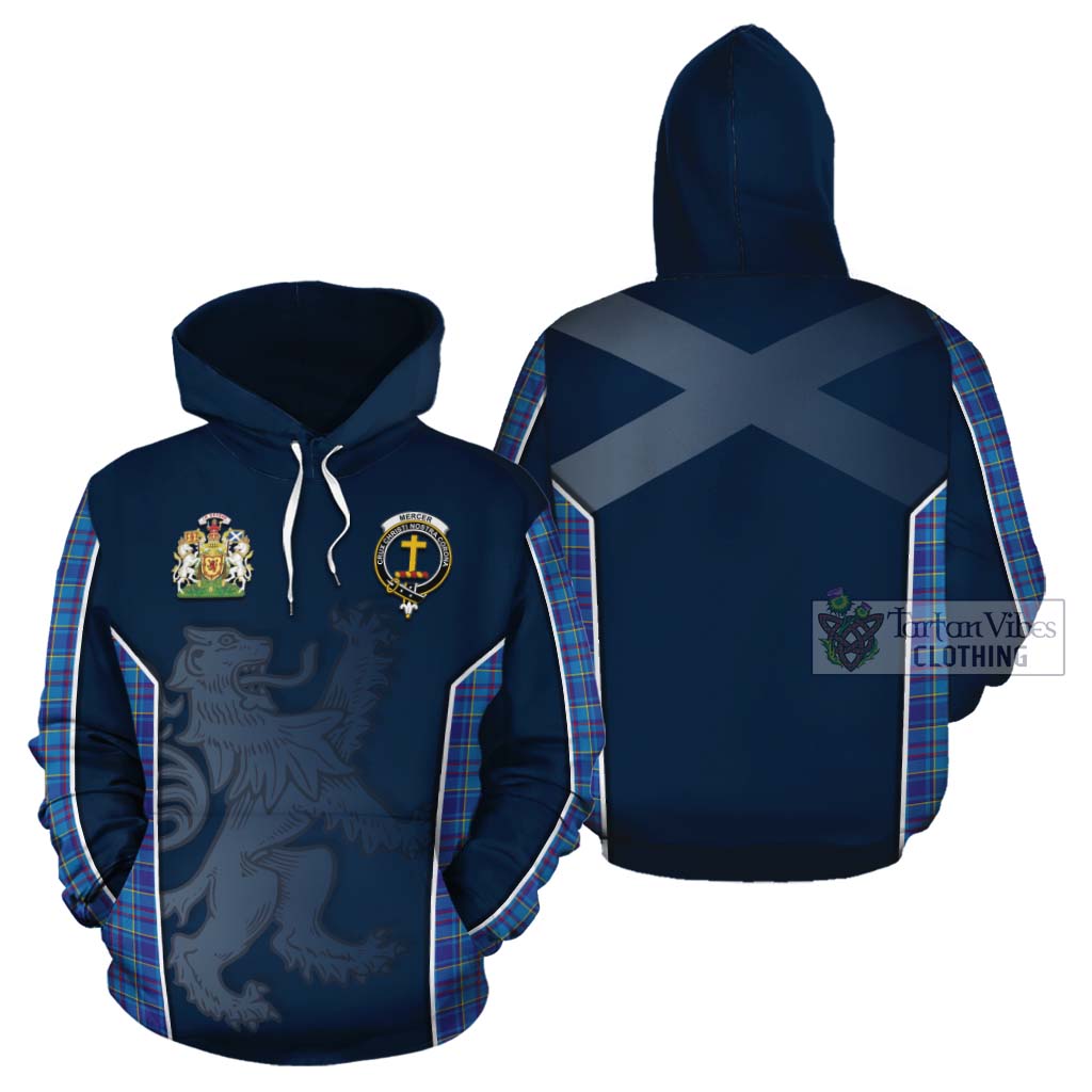 Tartan Vibes Clothing Mercer Tartan Cotton Hoodie with Family Crest and Lion Rampant Vibes Sport Style