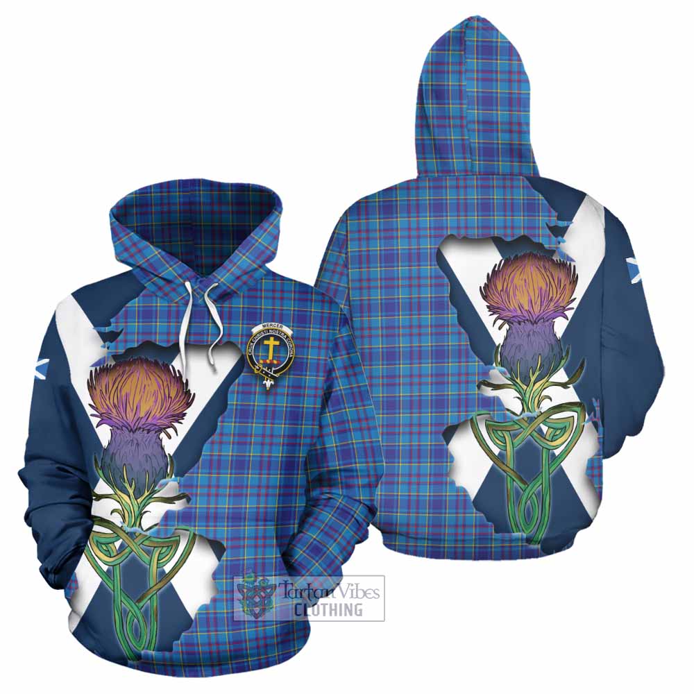 Tartan Vibes Clothing Mercer Tartan Family Crest Hoodie Scottish Thistle Celtic Inspired