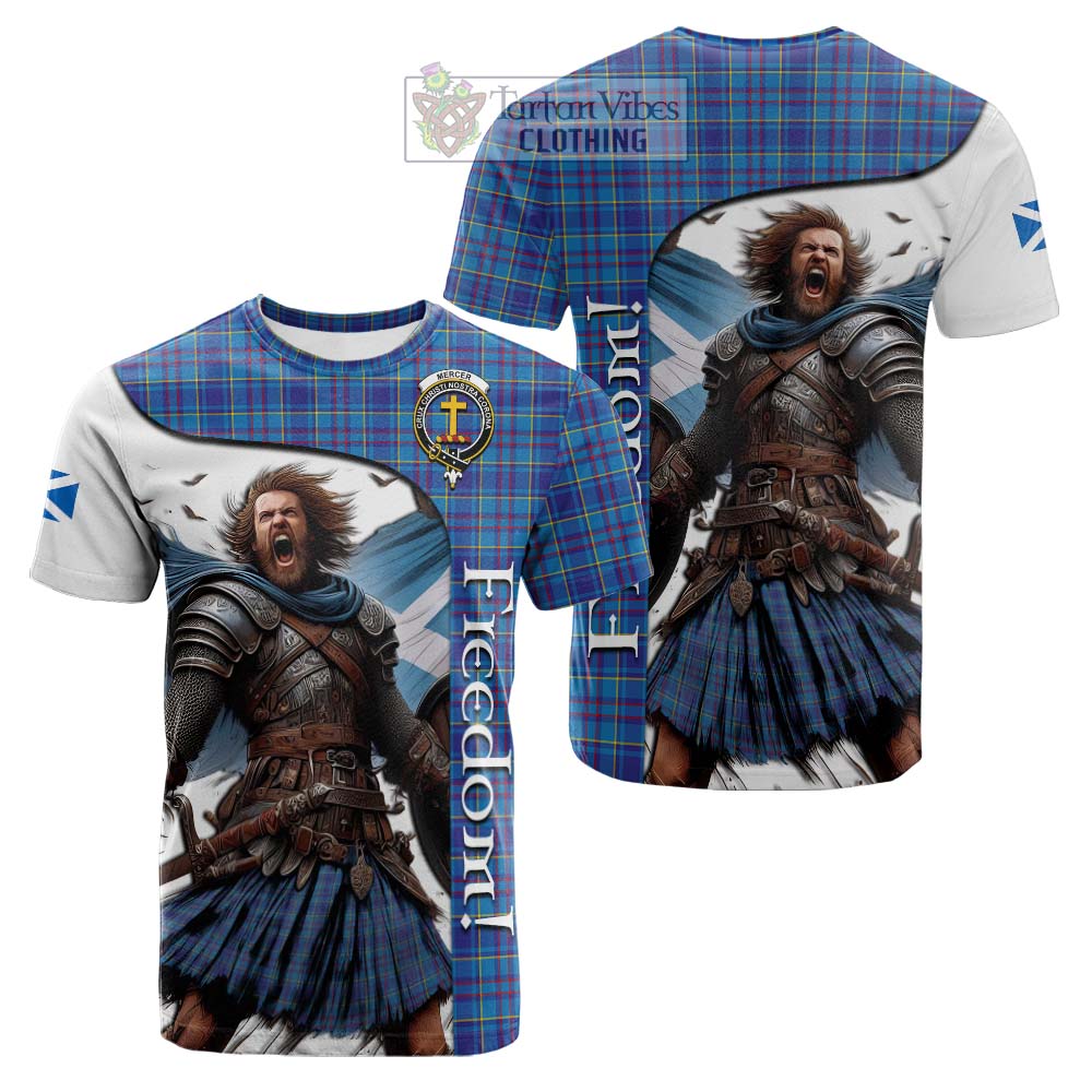 Tartan Vibes Clothing Mercer Crest Tartan Cotton T-shirt Inspired by the Freedom of Scottish Warrior