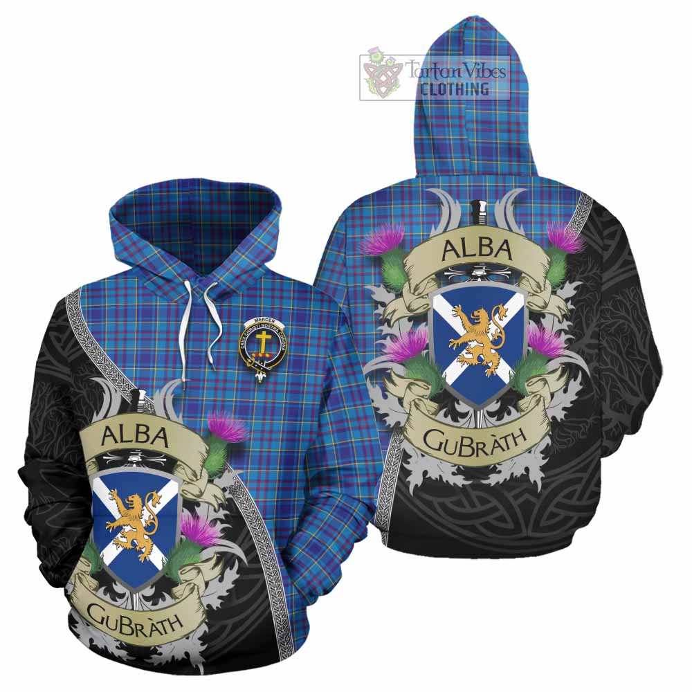 Tartan Vibes Clothing Mercer Tartan Family Crest Hoodie Lion Rampant Royal Thistle Shield Celtic Inspired