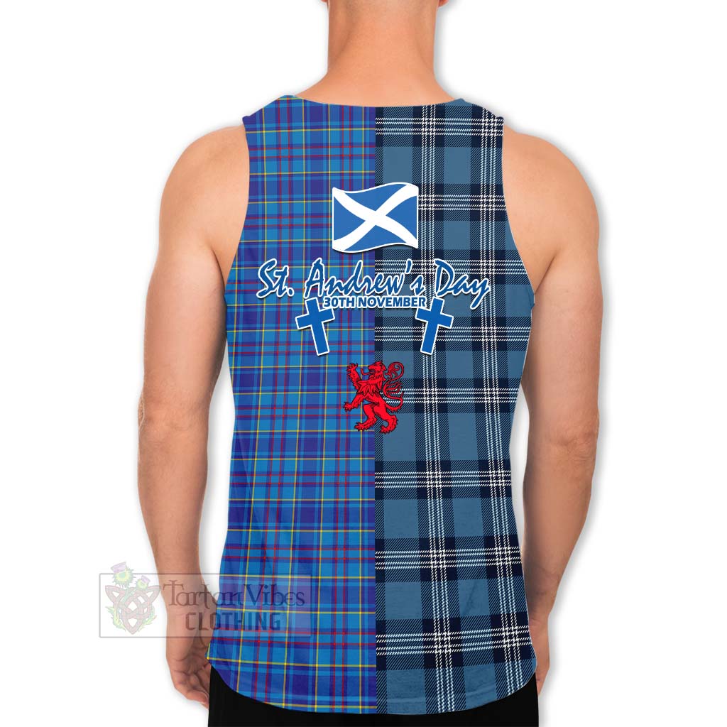 Tartan Vibes Clothing Mercer Tartan Men's Tank Top Happy St. Andrew's Day Half Tartan Style