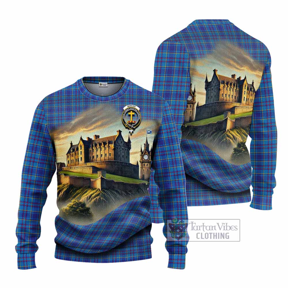 Tartan Vibes Clothing Mercer Tartan Family Crest Knitted Sweater with Scottish Ancient Castle Style