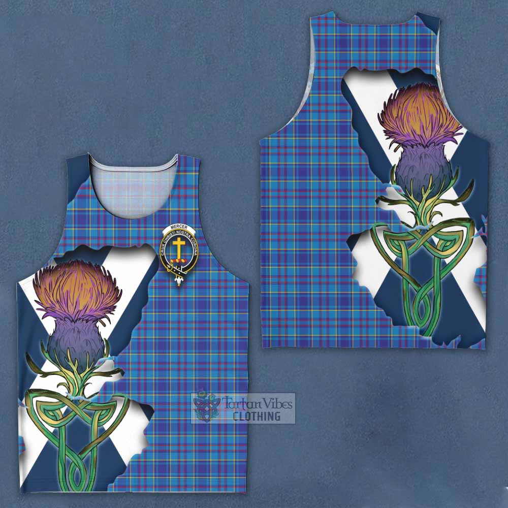 Tartan Vibes Clothing Mercer Tartan Family Crest Men's Tank Top Scottish Thistle Celtic Inspired