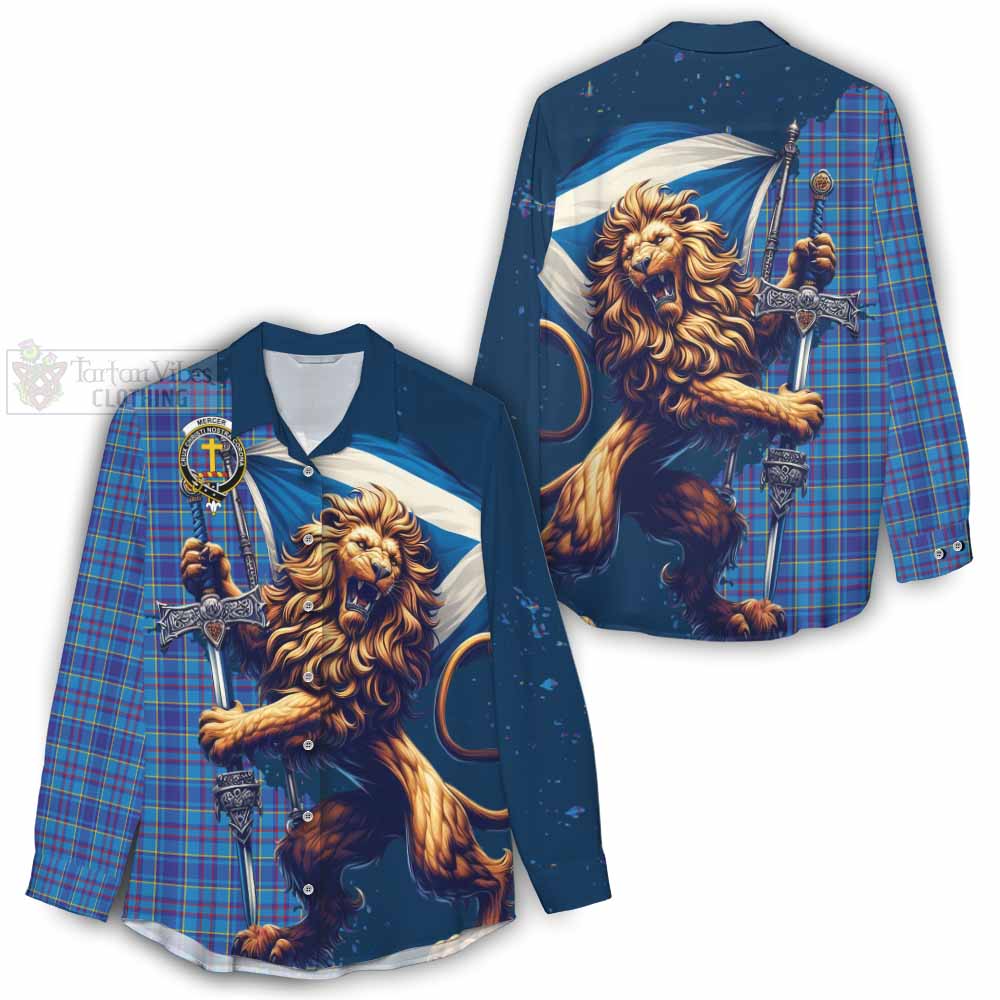 Tartan Vibes Clothing Mercer Tartan Family Crest Women's Casual Shirt with Scottish Majestic Lion