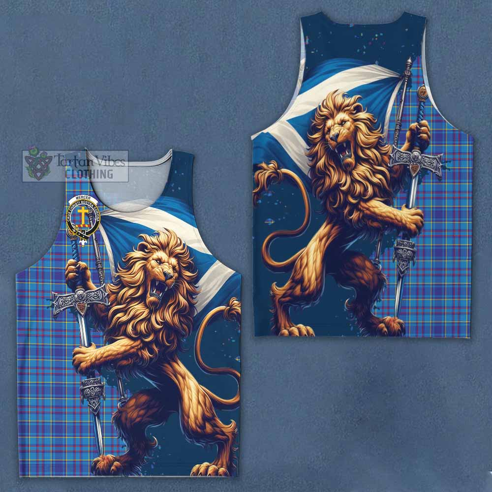 Tartan Vibes Clothing Mercer Tartan Family Crest Men's Tank Top with Scottish Majestic Lion