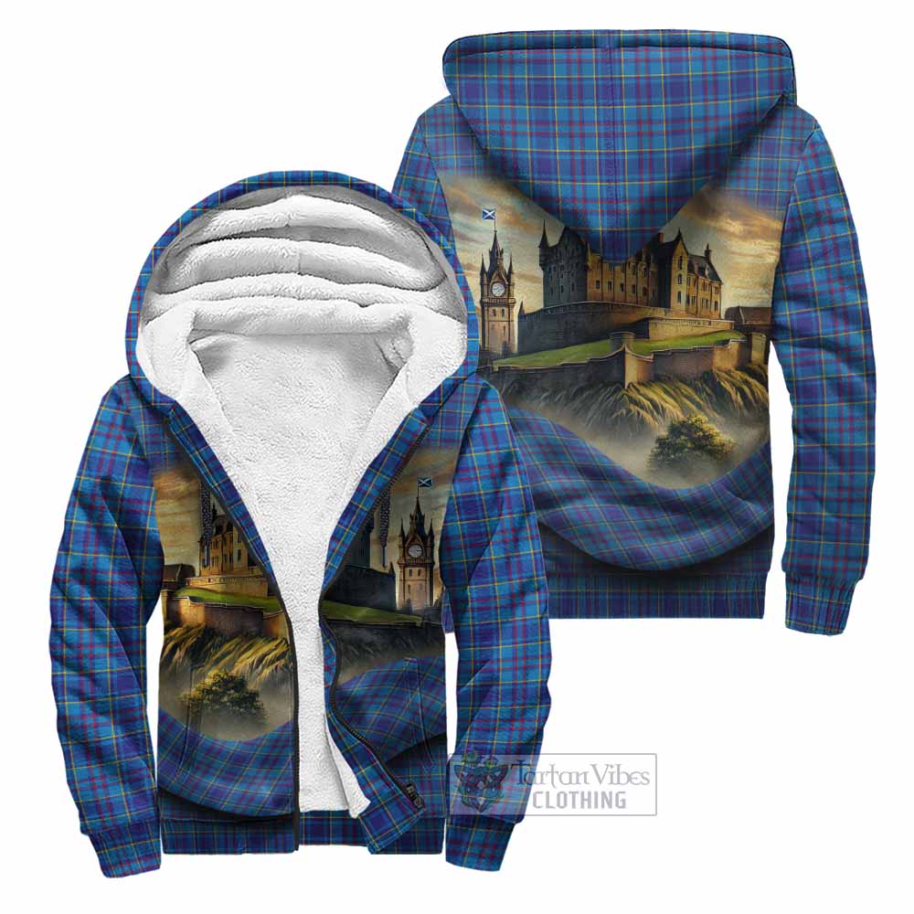 Tartan Vibes Clothing Mercer Tartan Family Crest Sherpa Hoodie with Scottish Ancient Castle Style