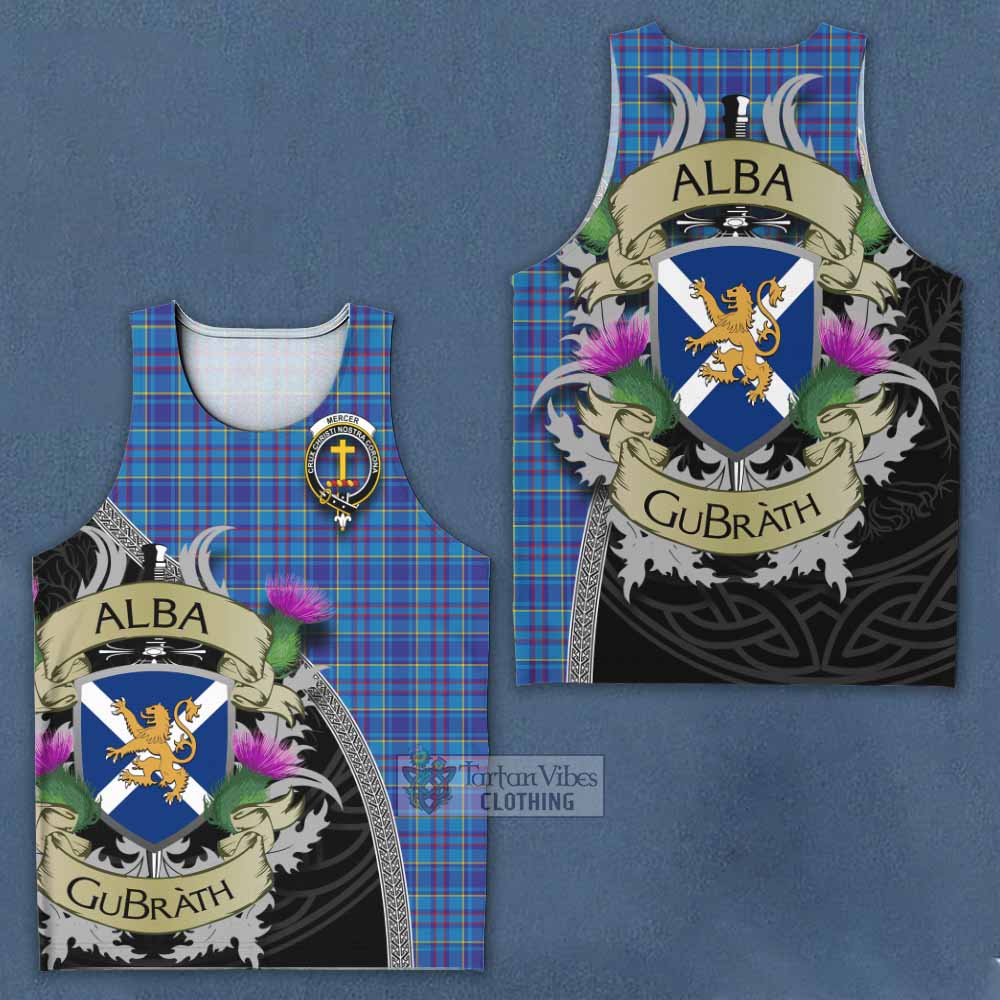 Tartan Vibes Clothing Mercer Tartan Family Crest Men's Tank Top Lion Rampant Royal Thistle Shield Celtic Inspired