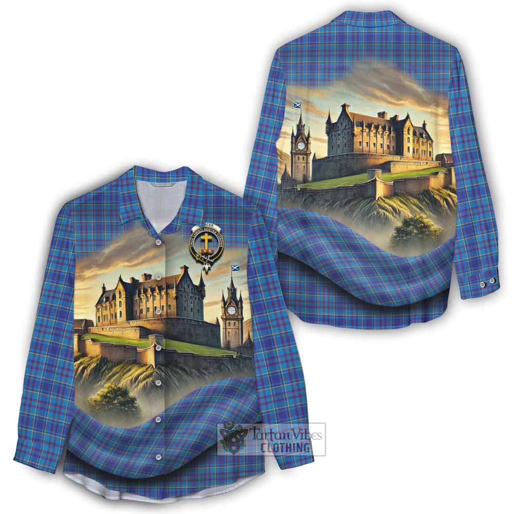 Tartan Vibes Clothing Mercer Tartan Family Crest Women's Casual Shirt with Scottish Ancient Castle Style