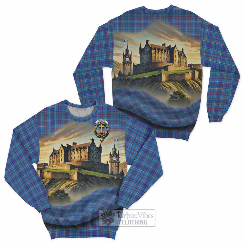 Tartan Vibes Clothing Mercer Tartan Family Crest Sweatshirt with Scottish Ancient Castle Style