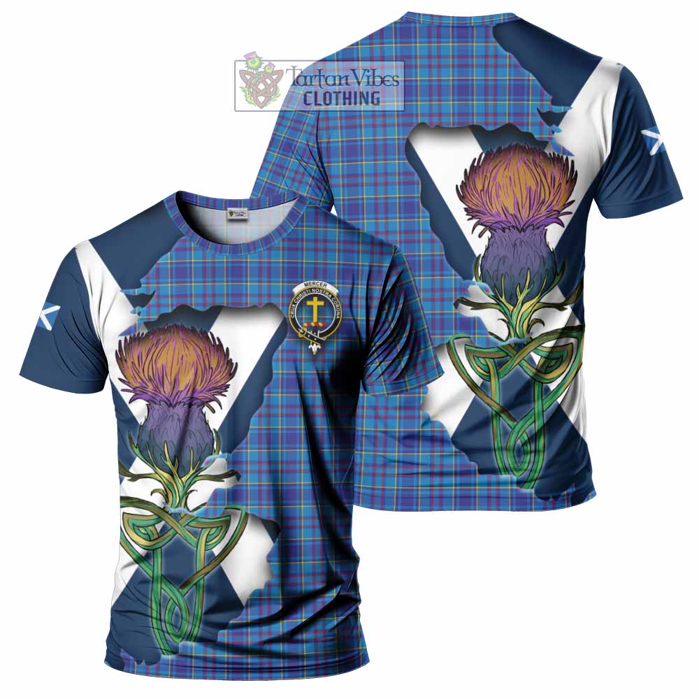 Tartan Vibes Clothing Mercer Tartan Family Crest T-Shirt Scottish Thistle Celtic Inspired