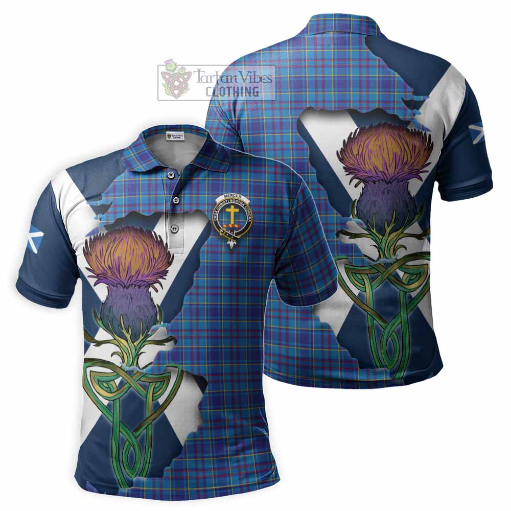 Tartan Vibes Clothing Mercer Tartan Family Crest Polo Shirt Scottish Thistle Celtic Inspired