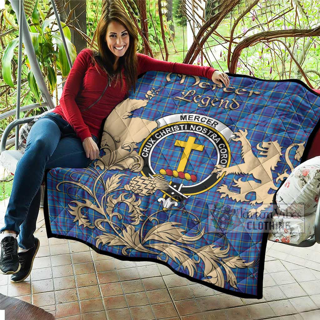 Tartan Vibes Clothing Mercer Tartan Quilt with Family Crest and Scottish Symbol Style