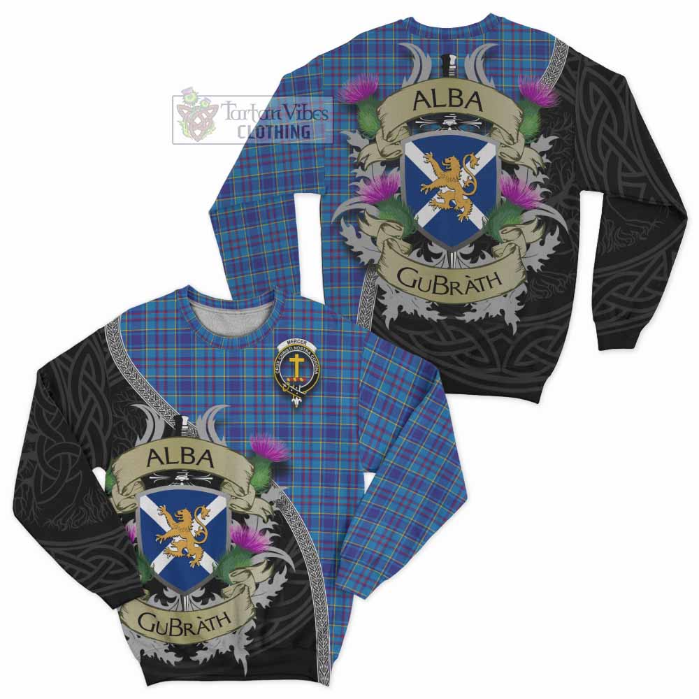 Tartan Vibes Clothing Mercer Tartan Family Crest Sweatshirt Lion Rampant Royal Thistle Shield Celtic Inspired