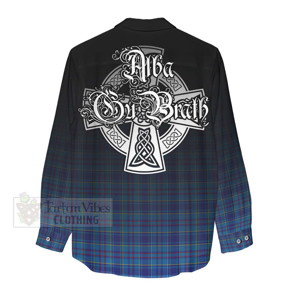 Tartan Vibes Clothing Mercer Tartan Women's Casual Shirt Featuring Alba Gu Brath Family Crest Celtic Inspired