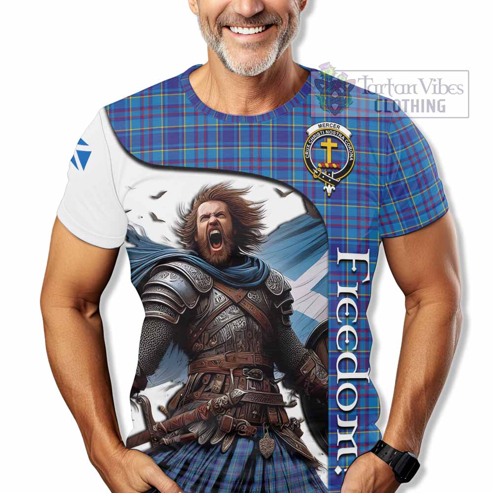 Mercer Crest Tartan T-Shirt Inspired by the Freedom of Scottish Warrior