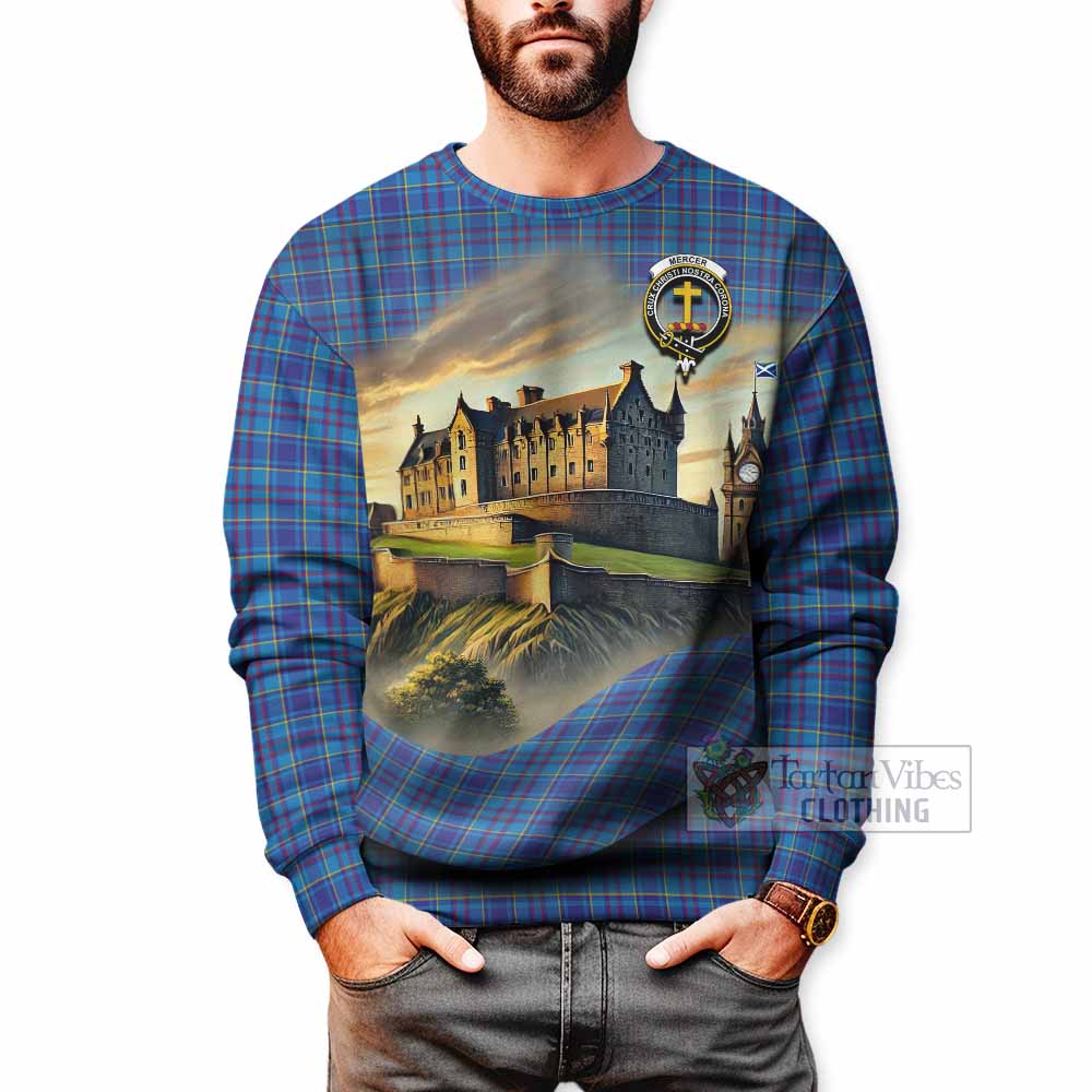 Tartan Vibes Clothing Mercer Tartan Family Crest Sweatshirt with Scottish Ancient Castle Style
