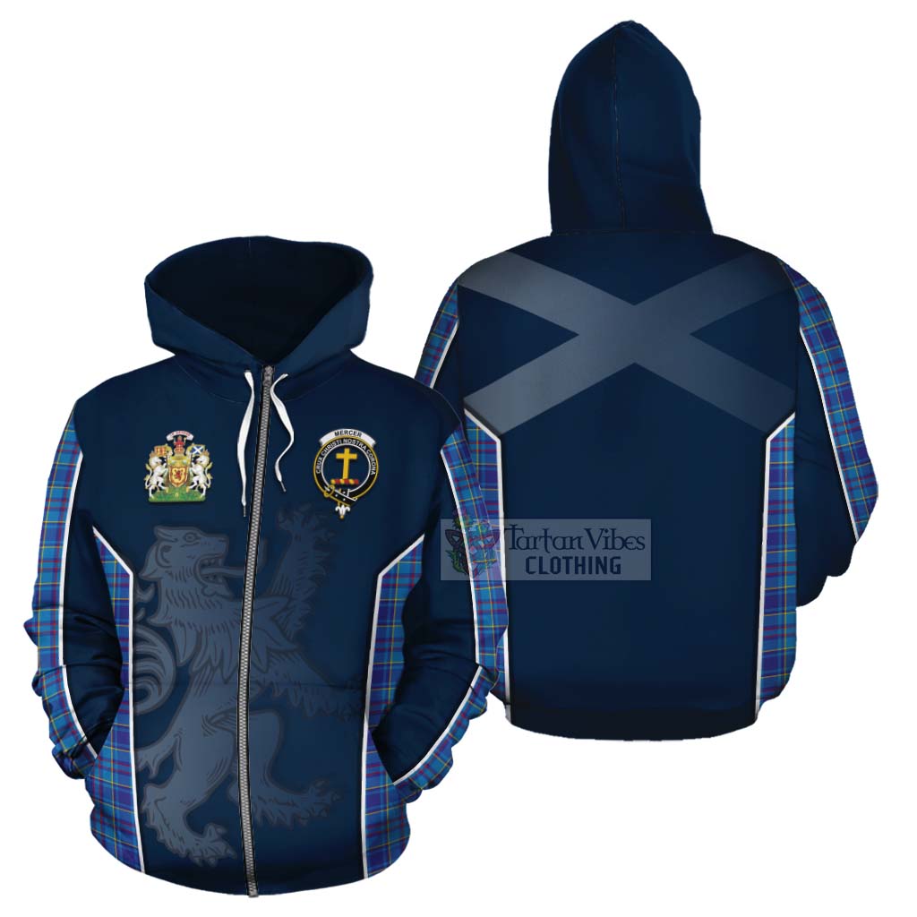 Tartan Vibes Clothing Mercer Tartan Cotton Hoodie with Family Crest and Lion Rampant Vibes Sport Style