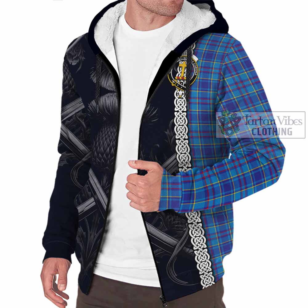 Tartan Vibes Clothing Mercer Tartan Sherpa Hoodie with Family Crest Cross Sword Thistle Celtic Vibes