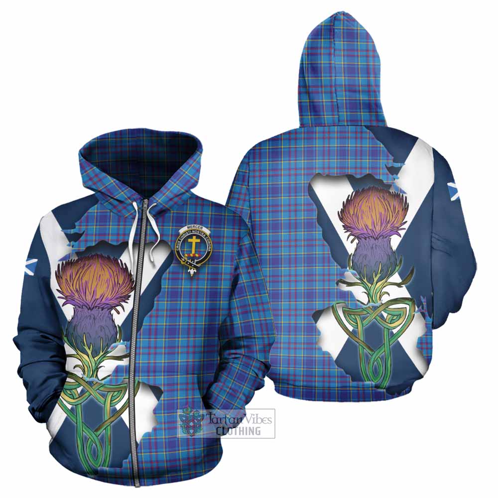 Tartan Vibes Clothing Mercer Tartan Family Crest Hoodie Scottish Thistle Celtic Inspired