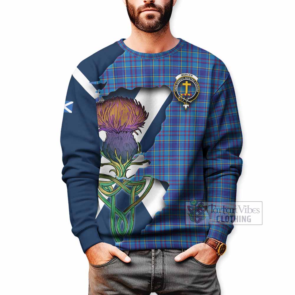Tartan Vibes Clothing Mercer Tartan Family Crest Sweatshirt Scottish Thistle Celtic Inspired