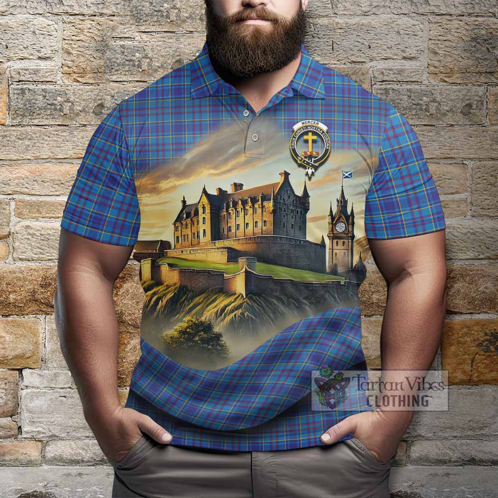 Tartan Vibes Clothing Mercer Tartan Family Crest Polo Shirt with Scottish Ancient Castle Stype