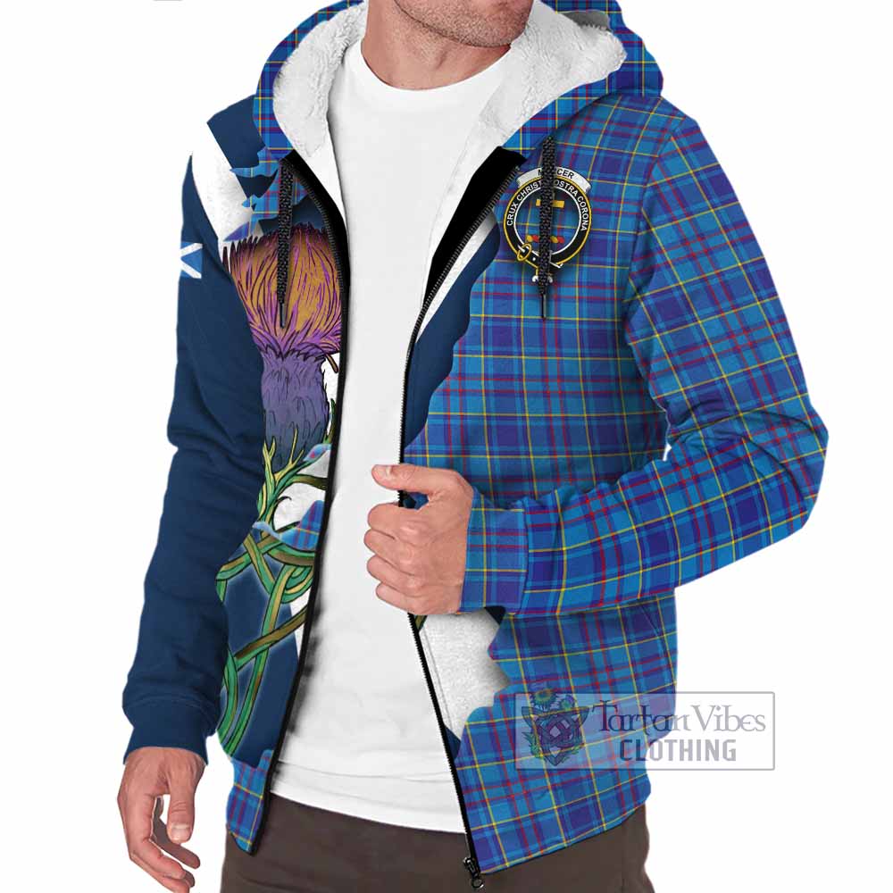 Tartan Vibes Clothing Mercer Tartan Family Crest Sherpa Hoodie Scottish Thistle Celtic Inspired