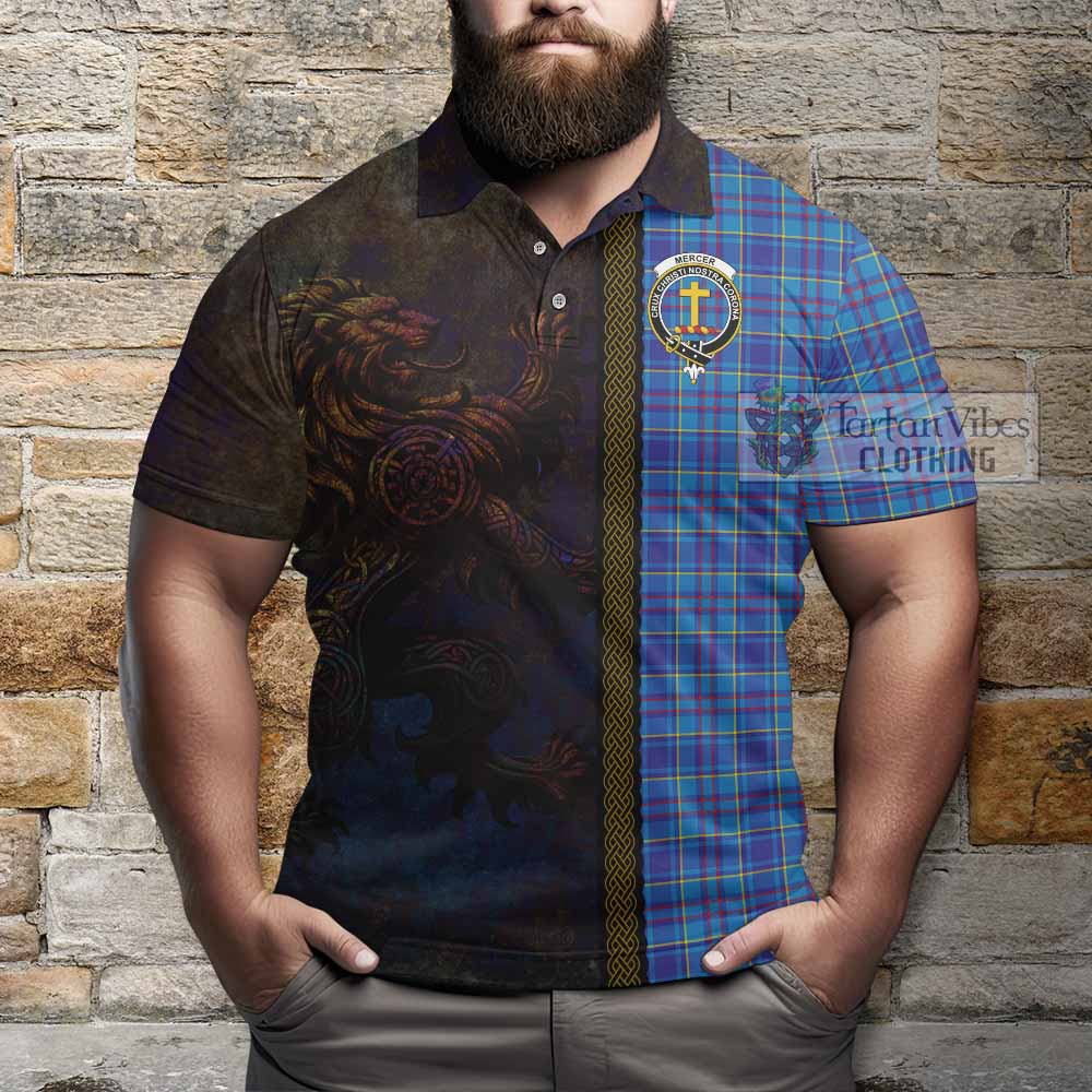 Tartan Vibes Clothing Mercer Tartan Family Crest Polo Shirt Alba Gu Brath Be Brave Lion Ancient Style