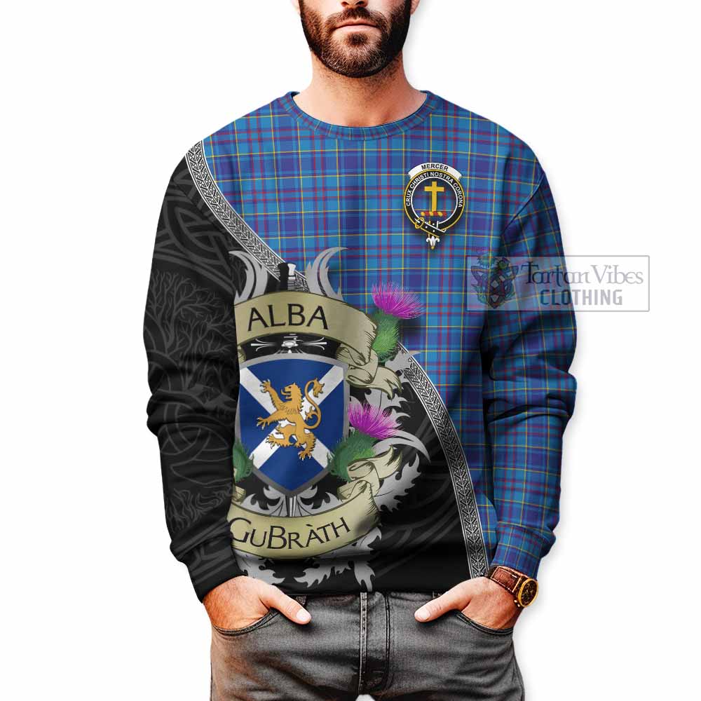 Tartan Vibes Clothing Mercer Tartan Family Crest Sweatshirt Lion Rampant Royal Thistle Shield Celtic Inspired