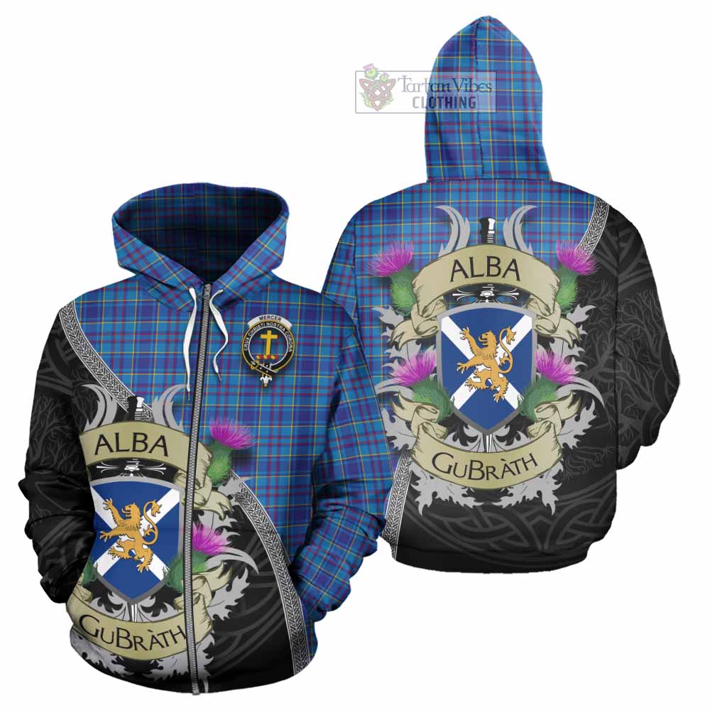 Tartan Vibes Clothing Mercer Tartan Family Crest Hoodie Lion Rampant Royal Thistle Shield Celtic Inspired