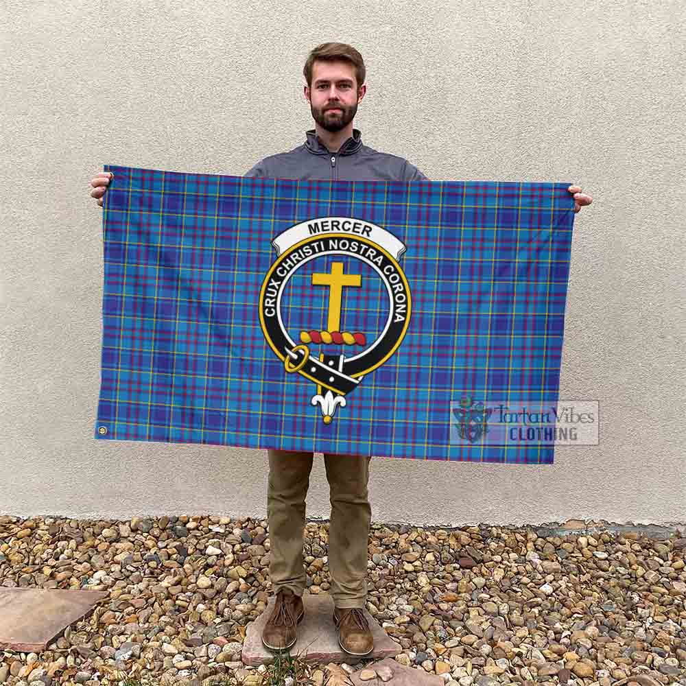 Tartan Vibes Clothing Mercer Tartan House Flag with Family Crest