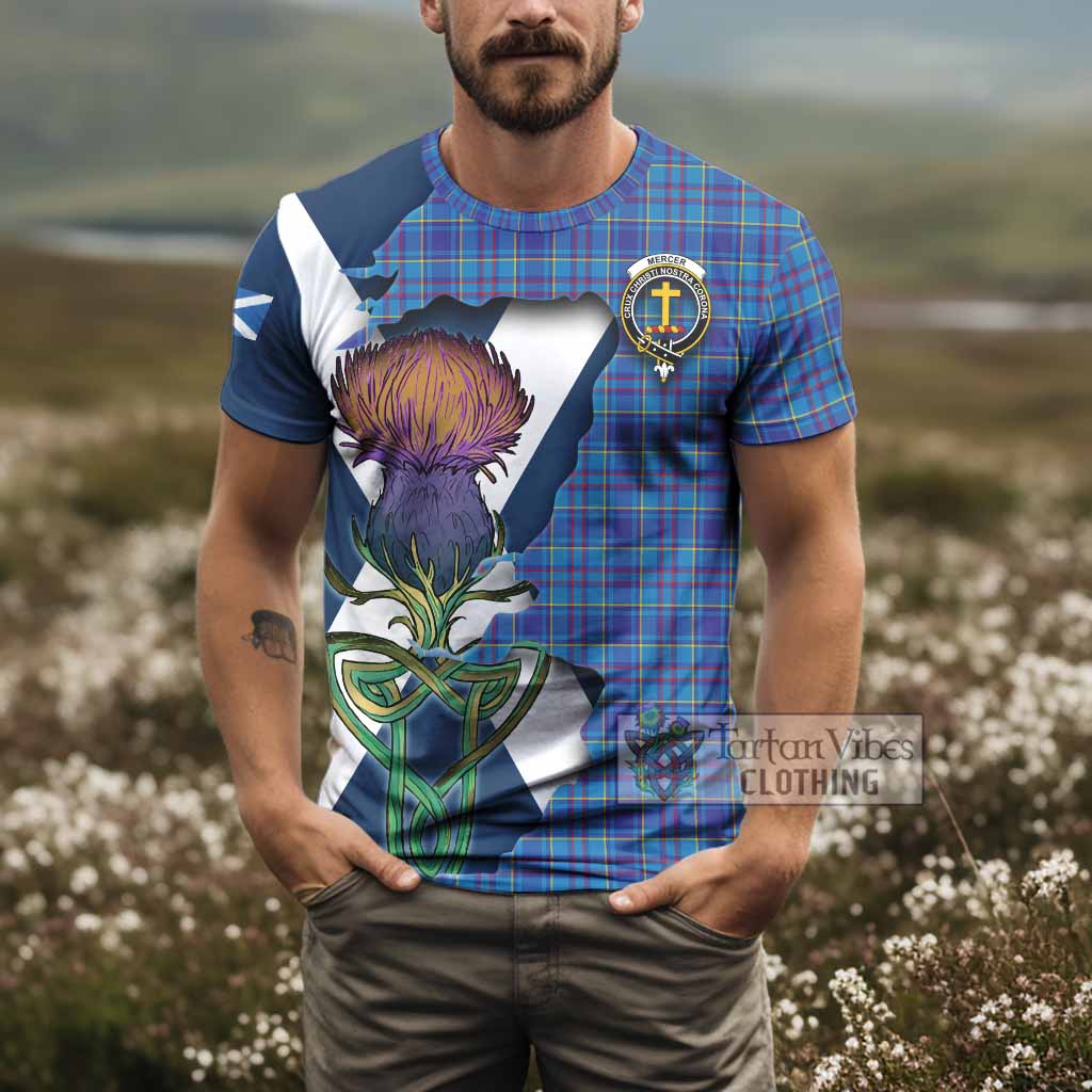 Tartan Vibes Clothing Mercer Tartan Family Crest T-Shirt Scottish Thistle Celtic Inspired
