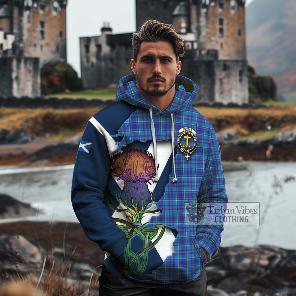 Tartan Vibes Clothing Mercer Tartan Family Crest Cotton Hoodie Scottish Thistle Celtic Inspired