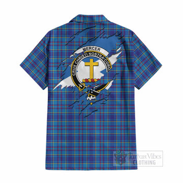 Mercer Clan Crest In Me Tartan Cotton Hawaiian Shirt Scotland Flag Style