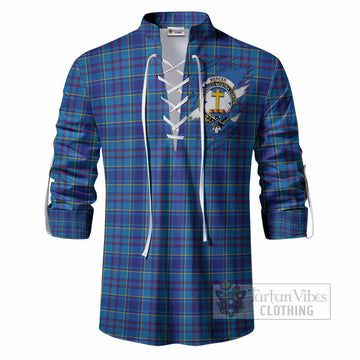 Mercer Clan Crest In Me Tartan Ghillie Shirt Scotland Flag Style