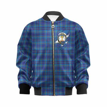 Mercer Clan Crest In Me Tartan Kid Bomber Jacket Scotland Flag Style