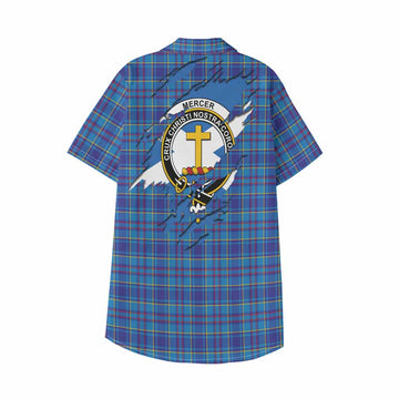 Mercer Clan Crest In Me Tartan Kid Hawaiian Shirt Scotland Flag Style