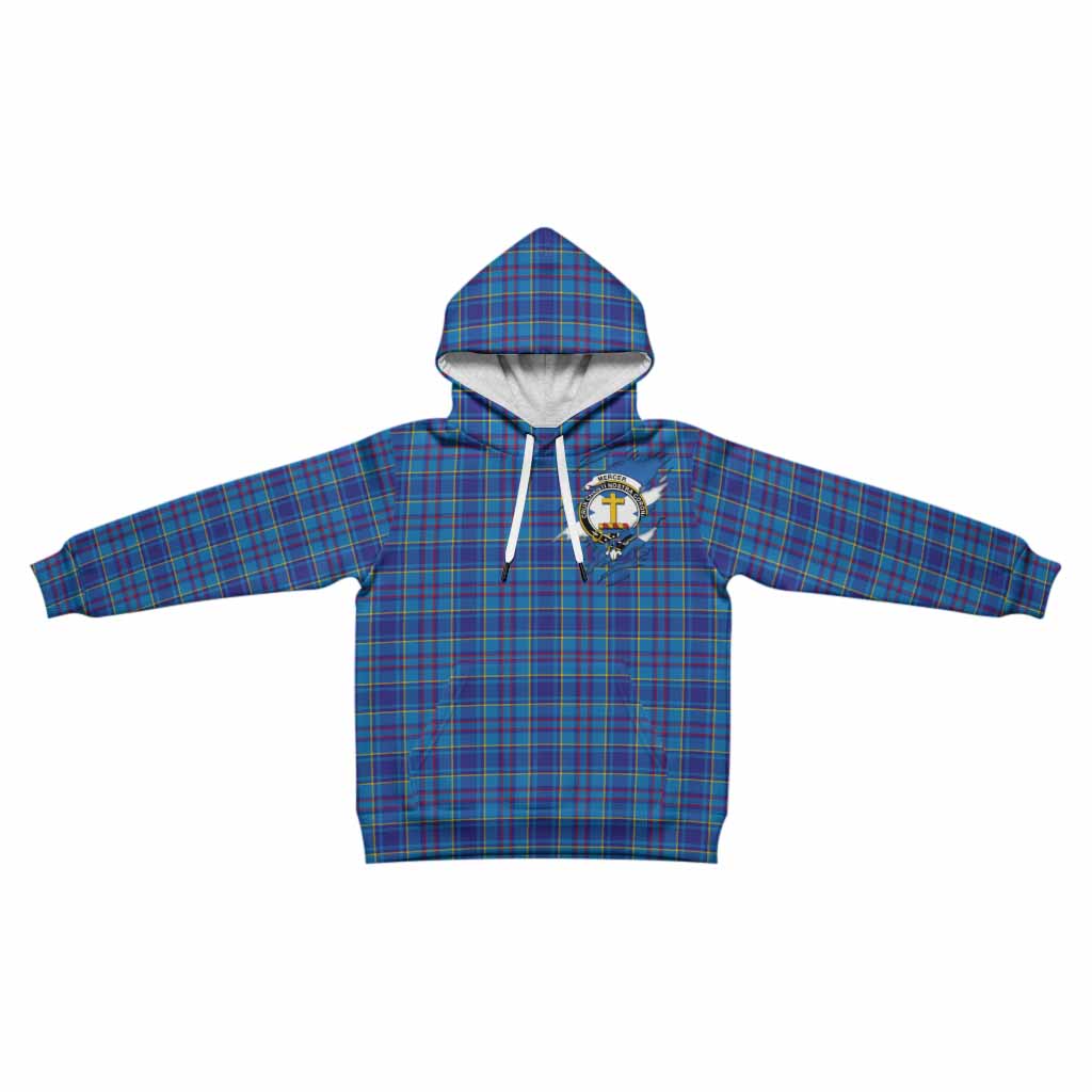 Mercer Clan Crest In Me Tartan Kid Hoodie Scotland Flag Style