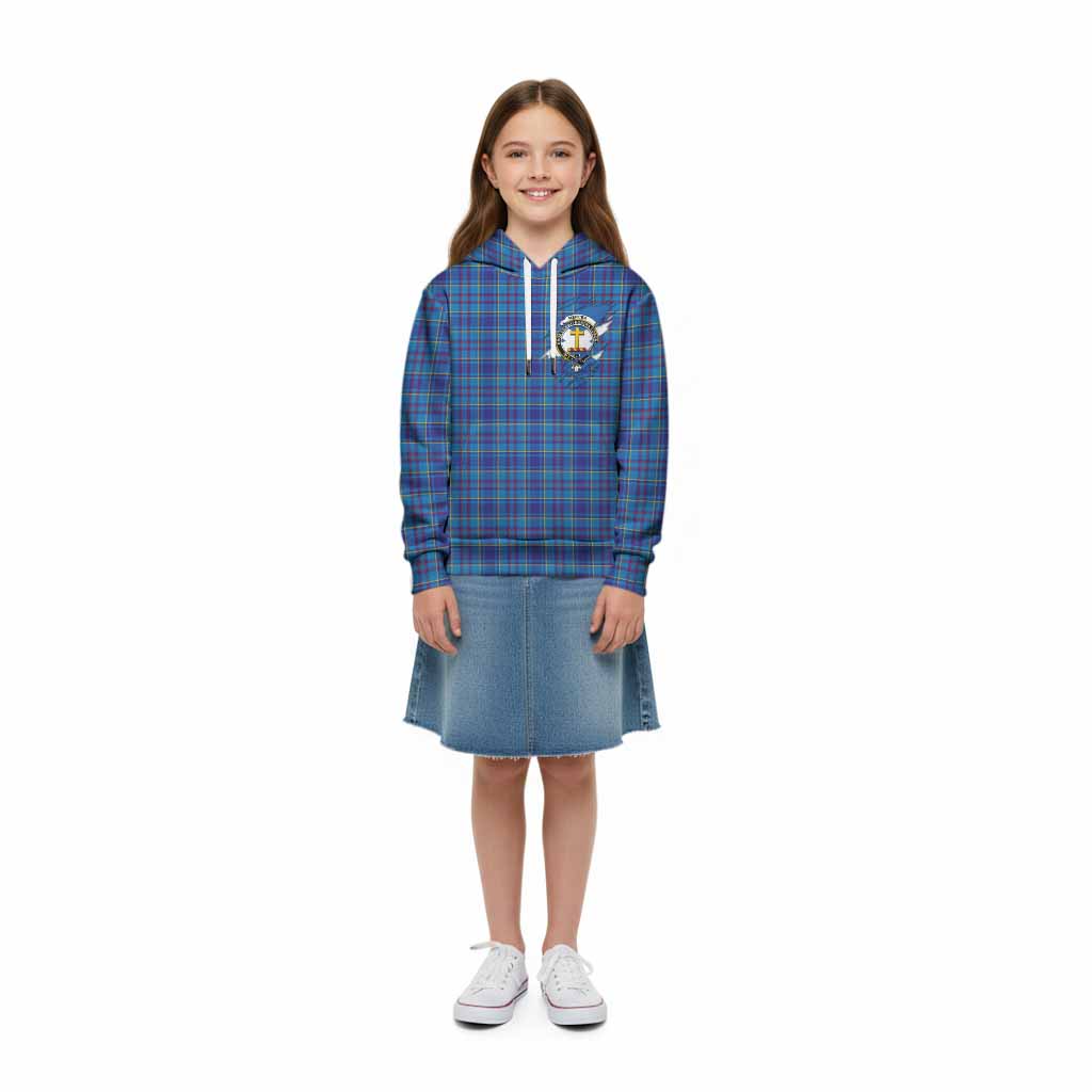 Mercer Clan Crest In Me Tartan Kid Hoodie Scotland Flag Style