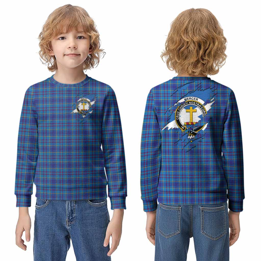 Mercer Clan Crest In Me Tartan Kid Knitted Sweatshirt Scotland Flag Style