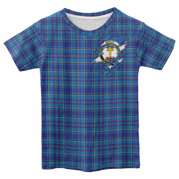 Mercer Clan Crest In Me Tartan Kid T-shirt Scotland Flag Style