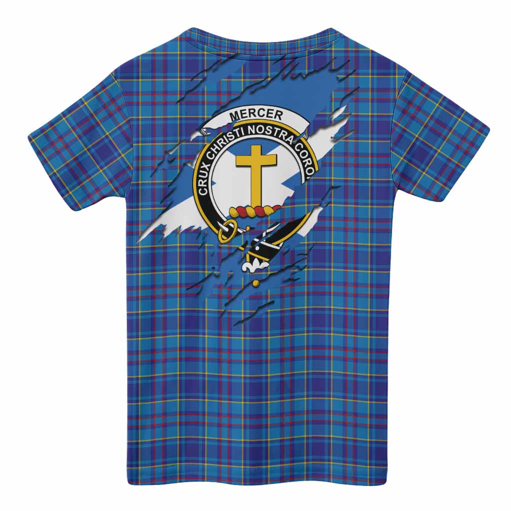Mercer Clan Crest In Me Tartan Kid T-shirt Scotland Flag Style