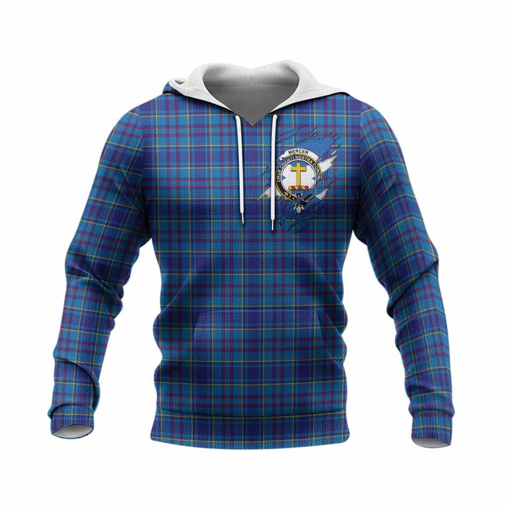 Mercer Clan Crest In Me Tartan Knitted Hoodie Scotland Flag Style